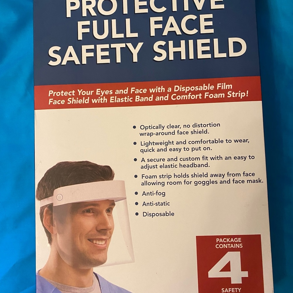 Protective Full Face Safety Shield 4 Pack New